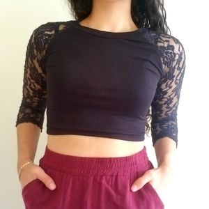 Black Lace Crop Top